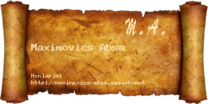 Maximovics Absa névjegykártya